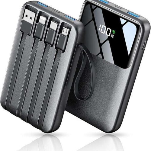 HELLEE 10000mAh Power Bank, 4 Built-in Cables